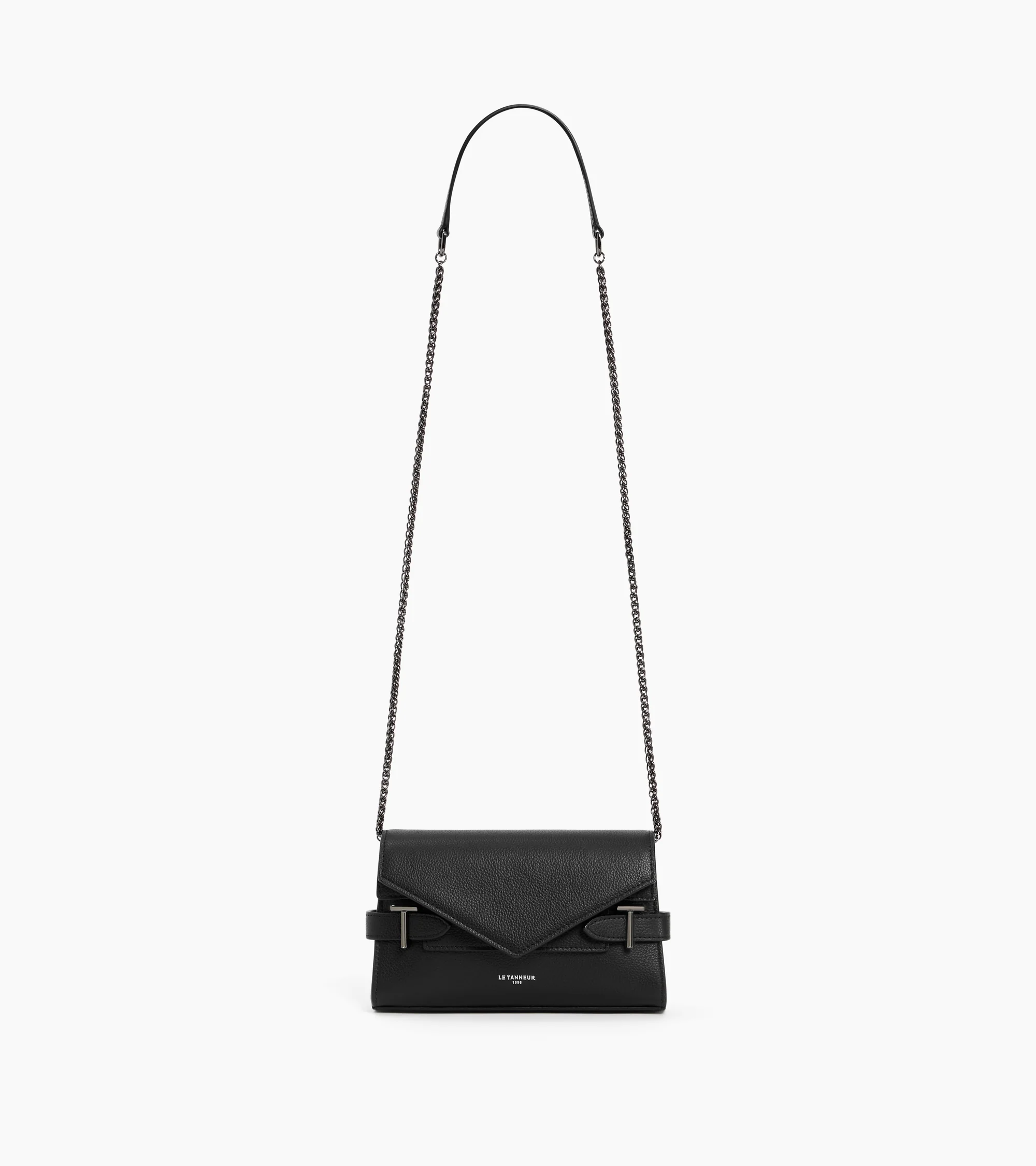 Emilie double flap small pouch in grained leather - Image 8