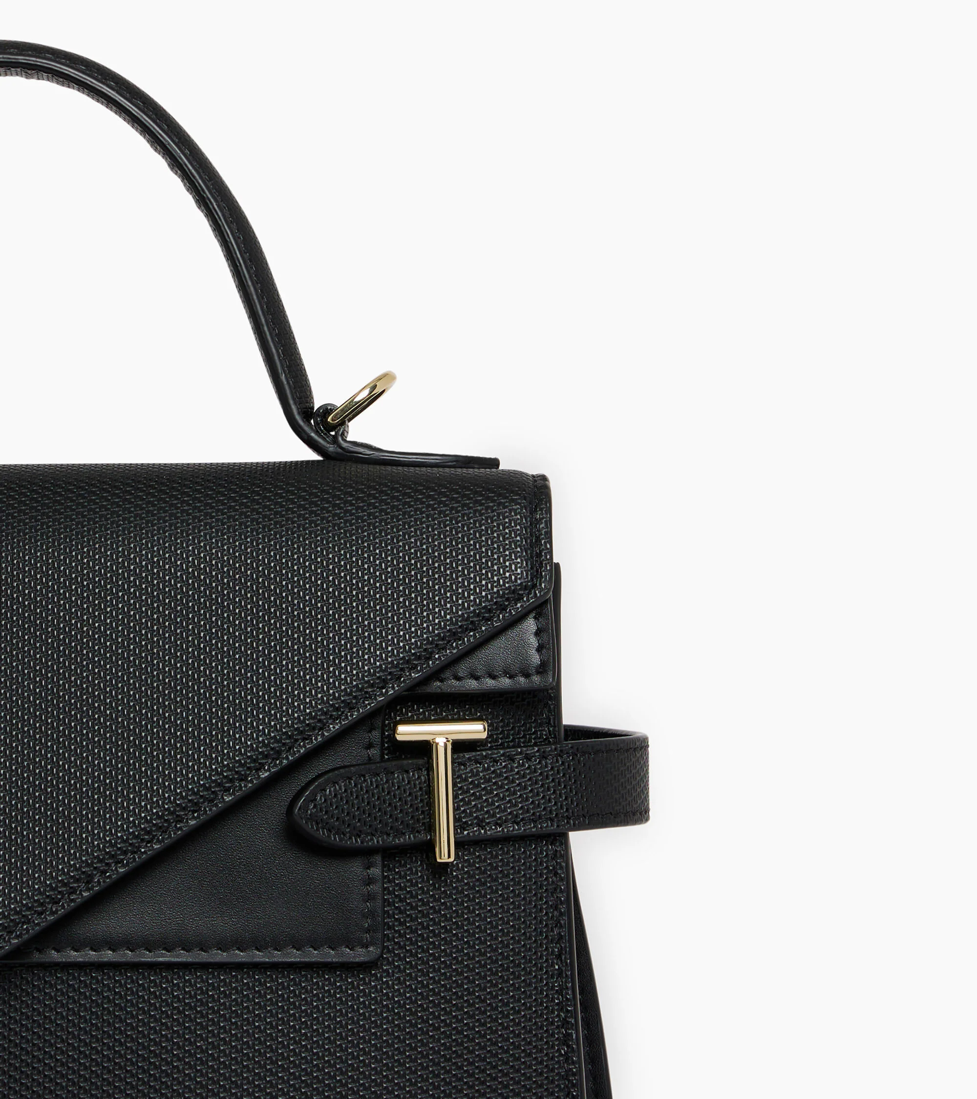 Emilie medium handbag with double flap in T-signature leather - Image 2
