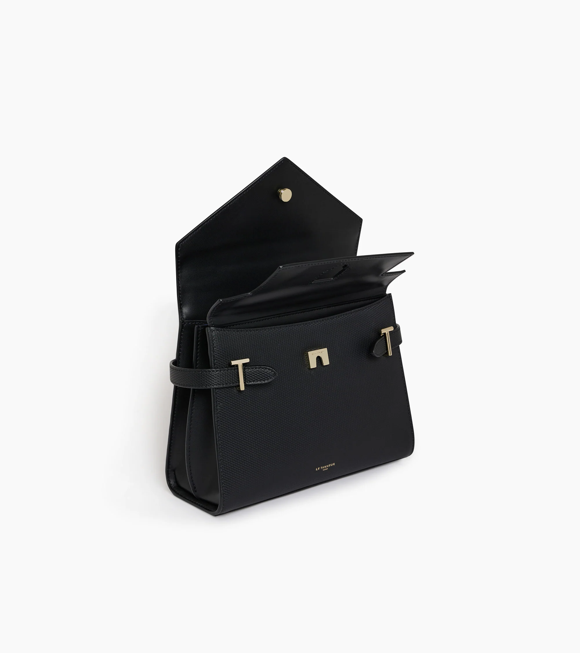 Emilie medium handbag with double flap in T-signature leather - Image 4