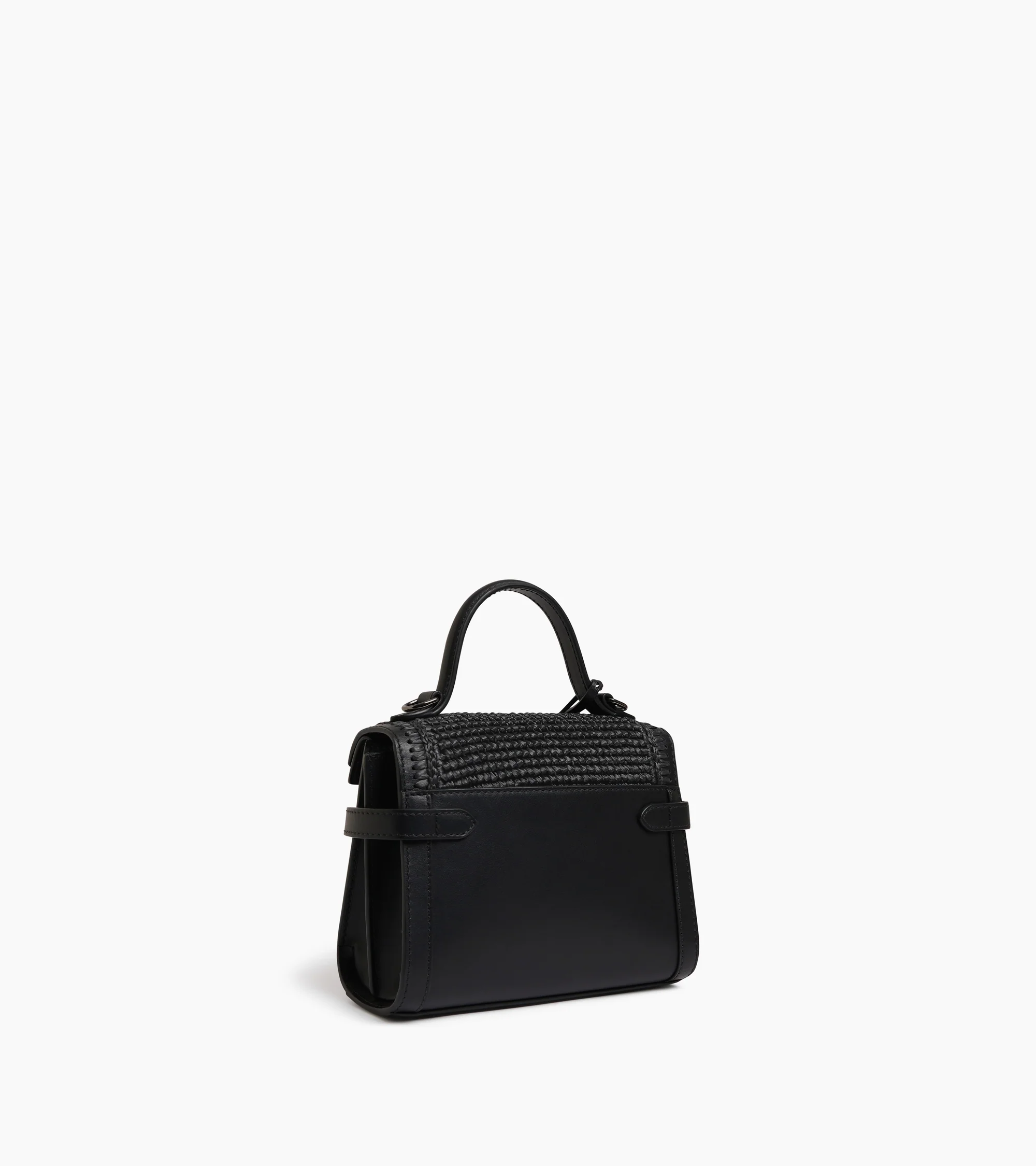 Emilie small handbag in raffia effect and smooth leather - Image 5