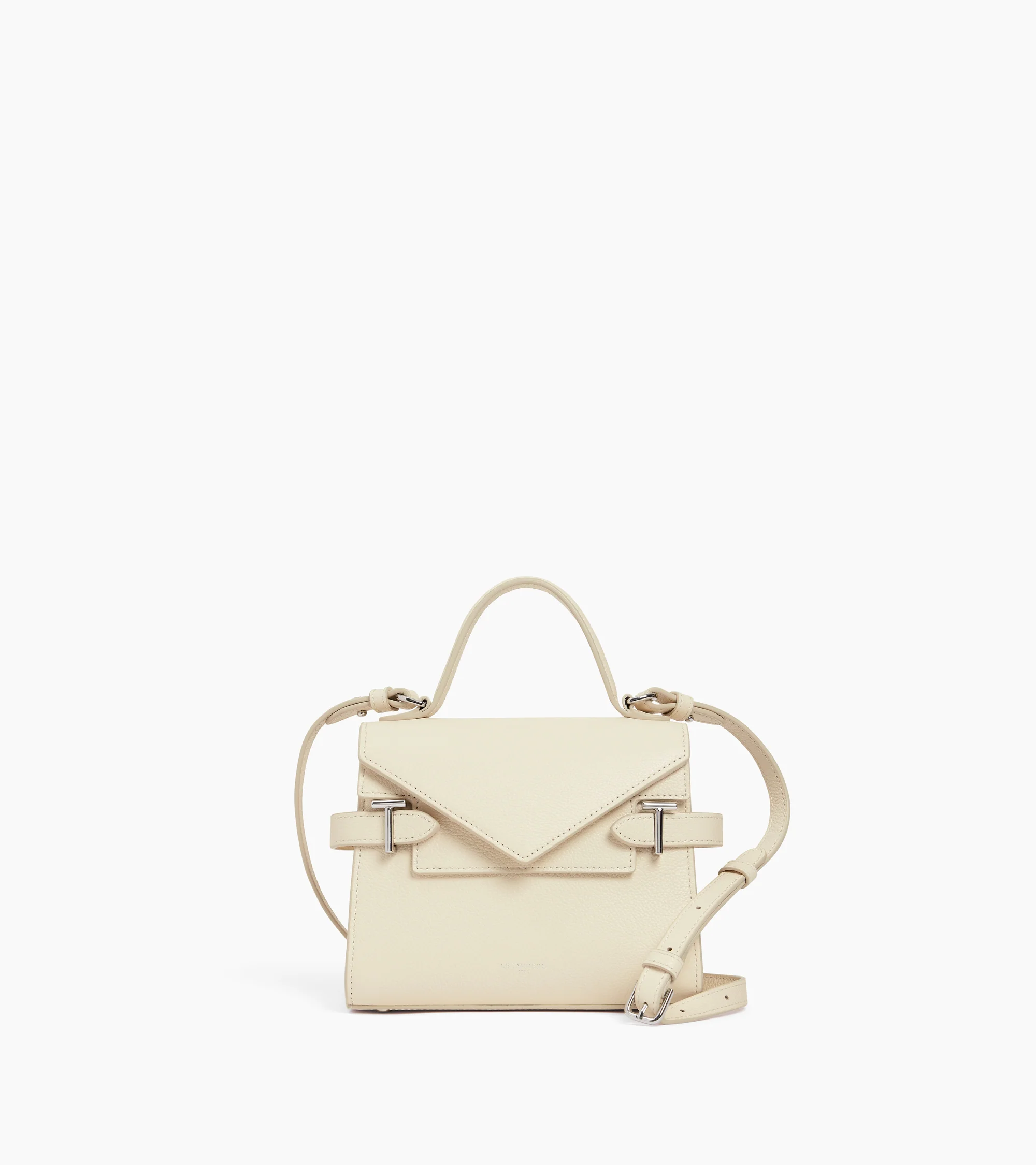 Emilie small handbag with double flap in grained leather