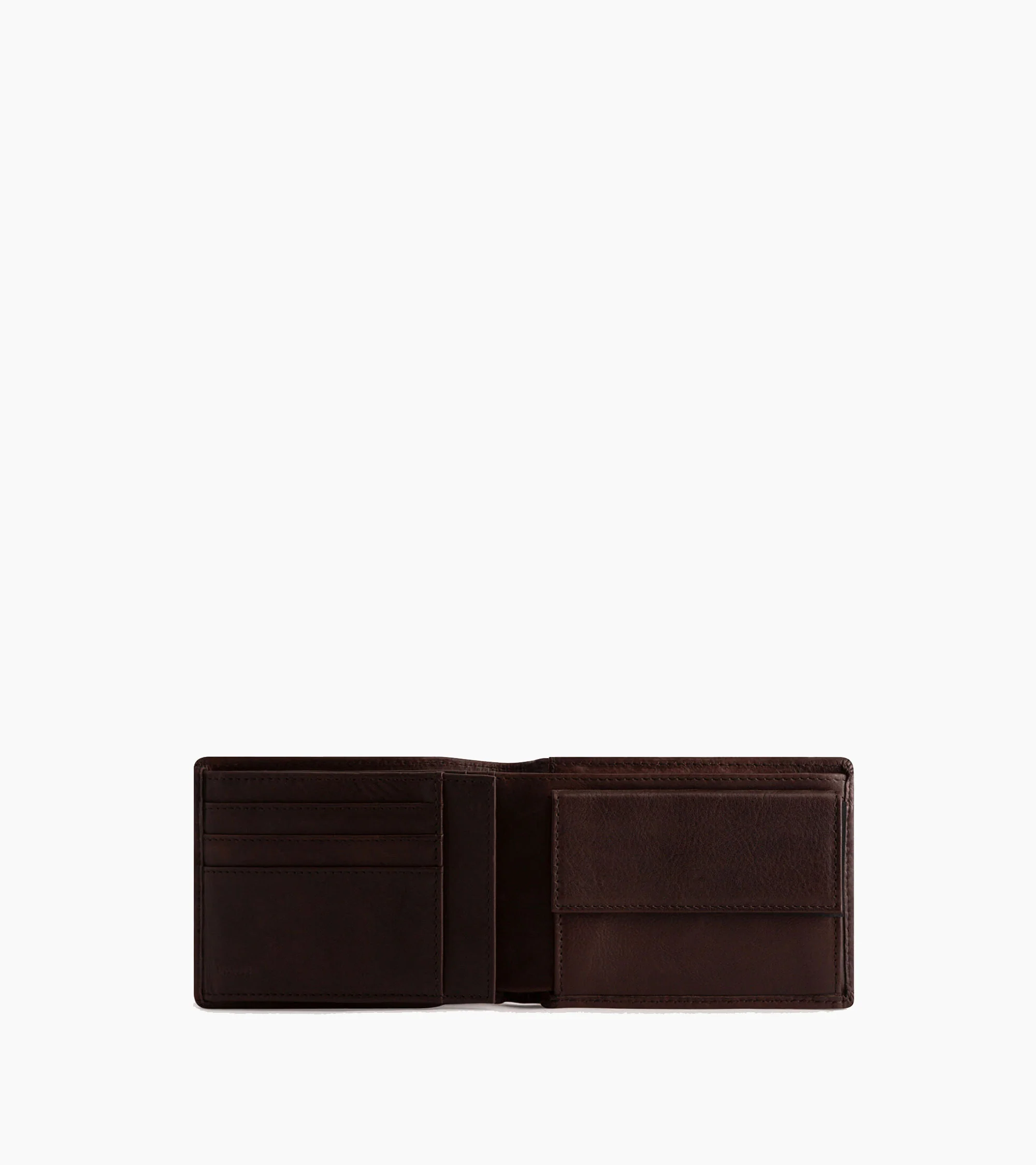 horizontal flap wallet with 2 sections in oiled leather - Image 2