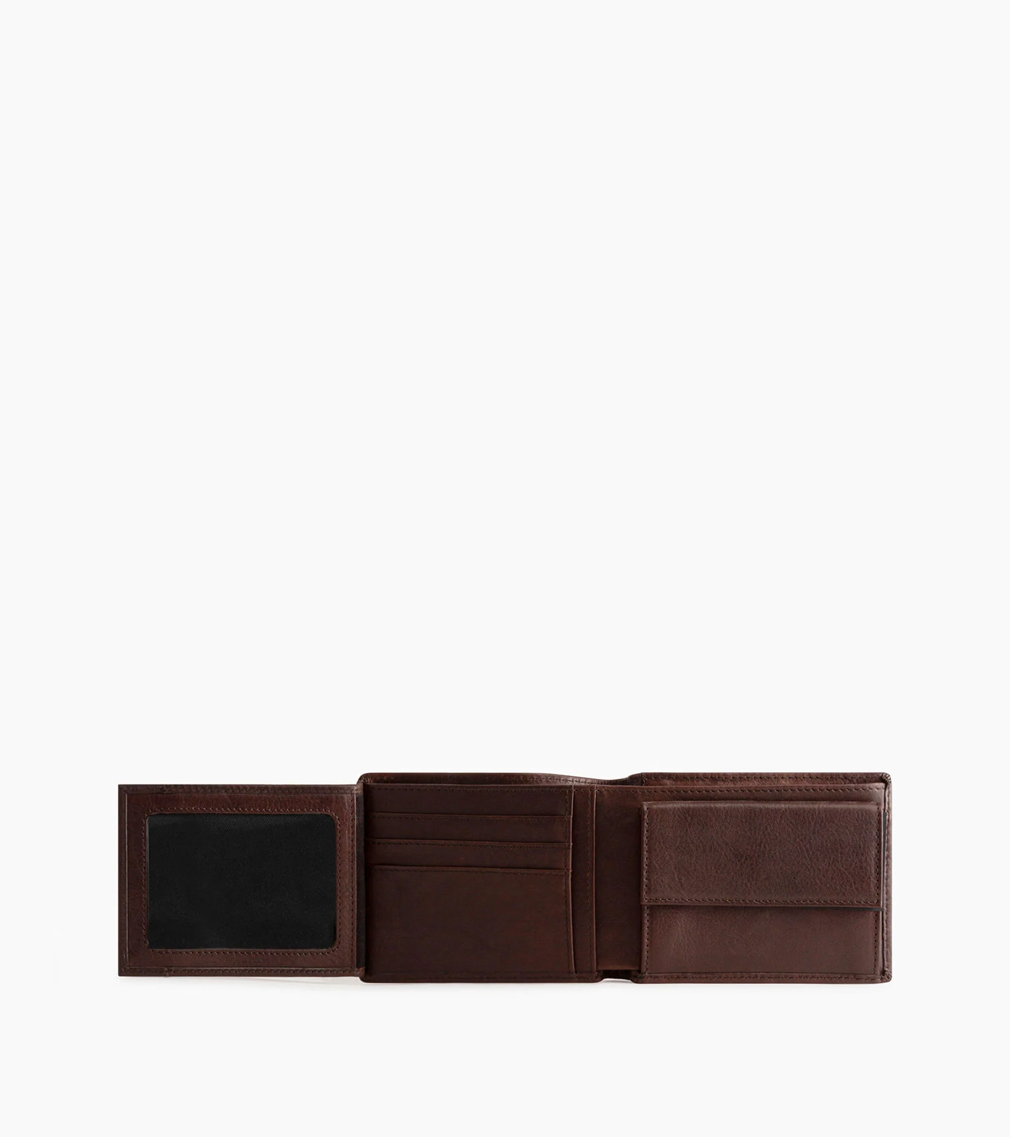 horizontal flap wallet with 2 sections in oiled leather - Image 3