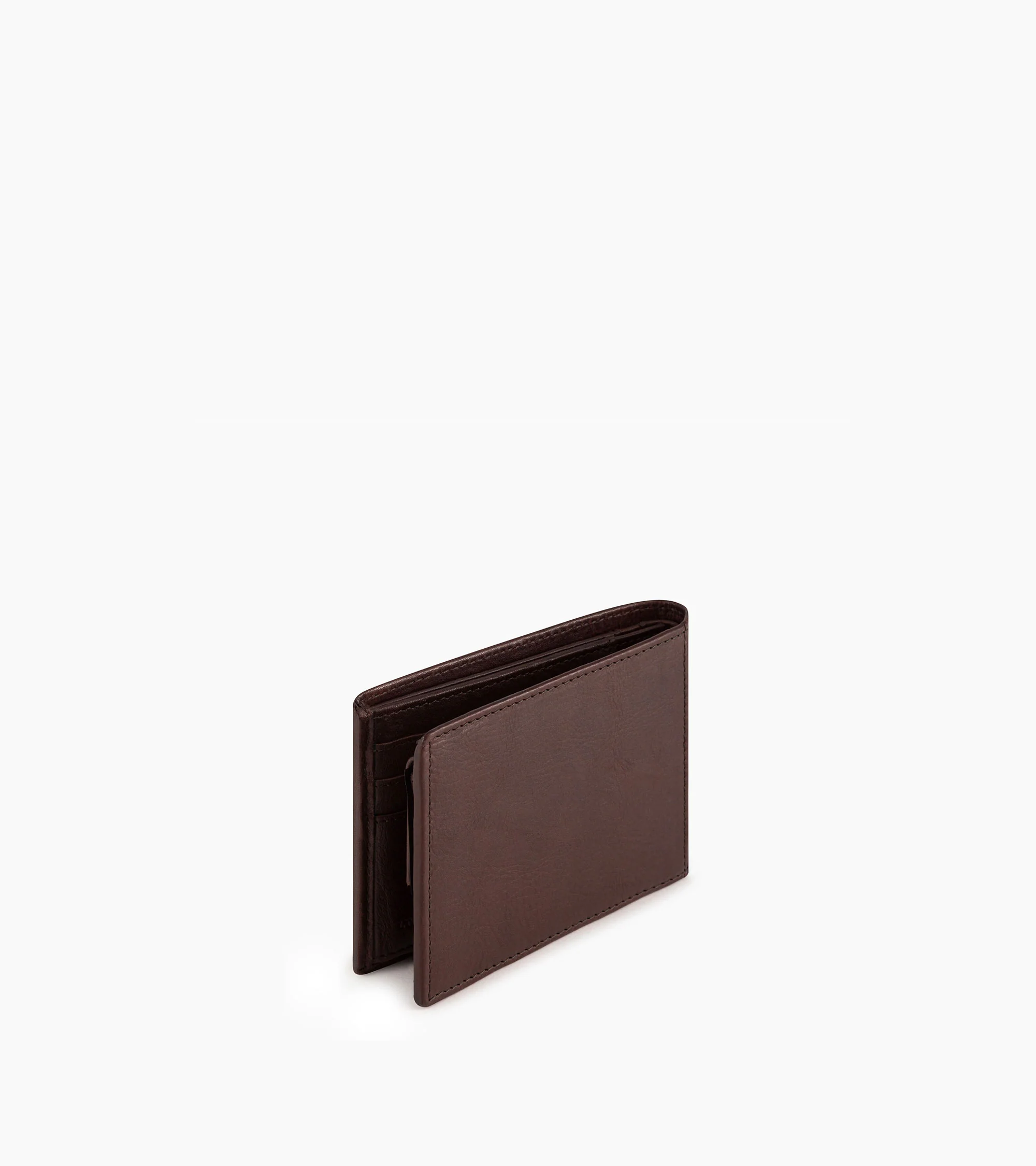 horizontal flap wallet with 2 sections in oiled leather - Image 4